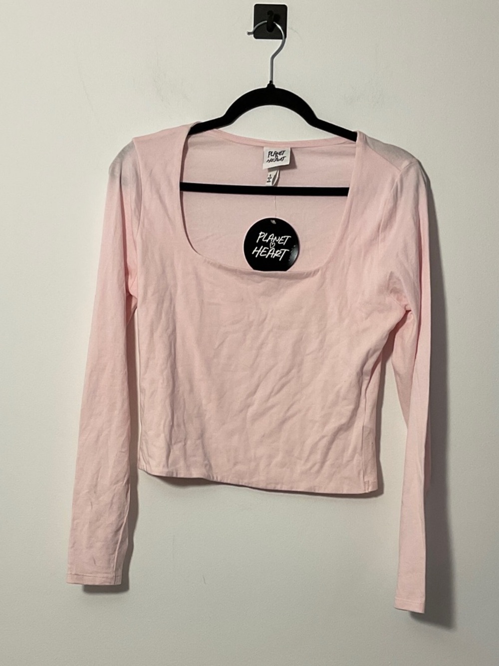 Scoop Neck Long-Sleeve Top in Light Pink